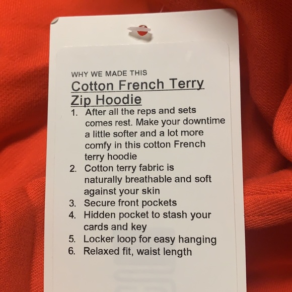 🎁LULULEMON COTTON FRENCH TERRY ZIP HOODIE/JACKET-AUTUMN RED-10/12 - Picture 15 of 16